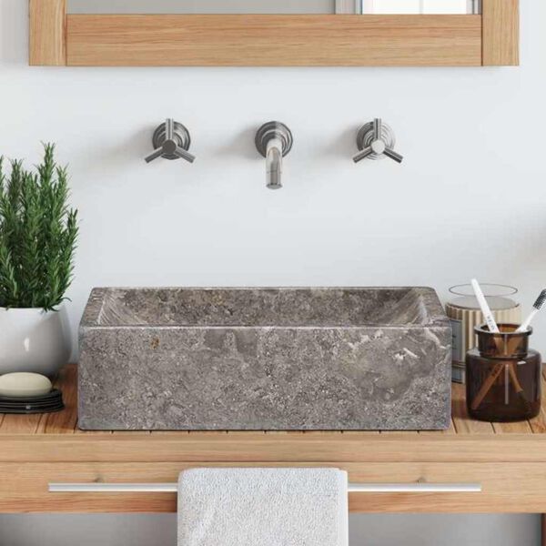 vidaXL Sink 45x30x12 cm Marble High Gloss Grey