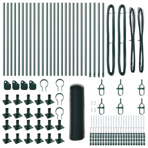 vidaXL Fence Post Green 50 x 0.4 m (13 mm mesh) Steel and PVC