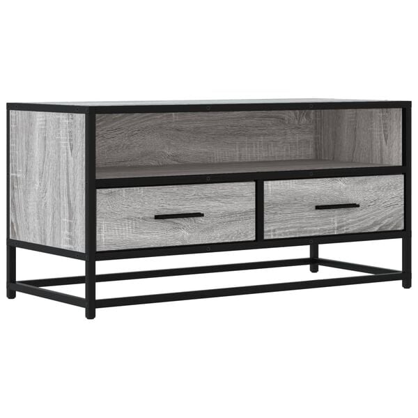 vidaXL TV Cabinet Grey Sonoma 80x34.5x40 cm Engineered Wood and Metal