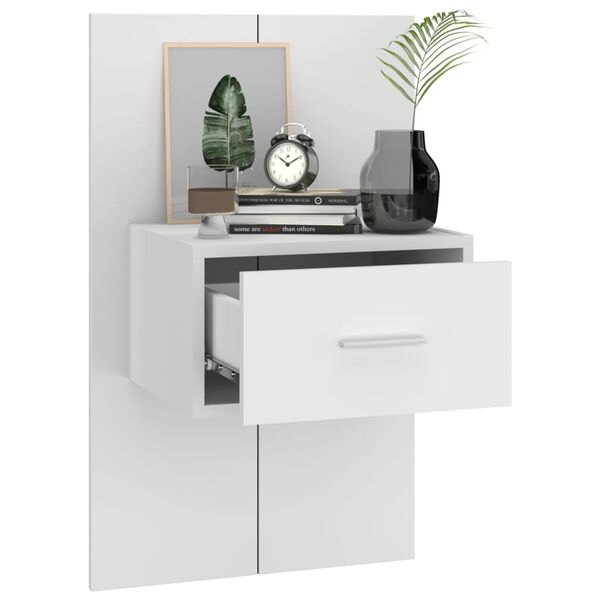 vidaXL Wall-mounted Bedside Cabinet High Gloss White