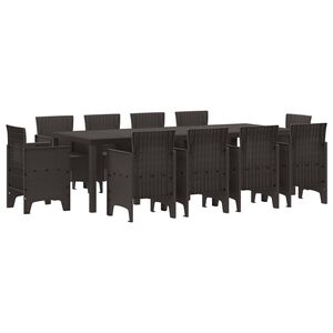 vidaXL Garden Dining Set 11 pcs Brown Polypropylene