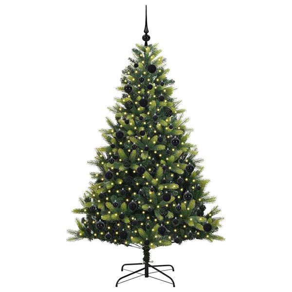 vidaXL Artificial Hinged Christmas Tree 300 LEDs Green 180 cm