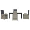 vidaXL Garden Dining Set with Cushion 5 pcs Grey Poly Rattan