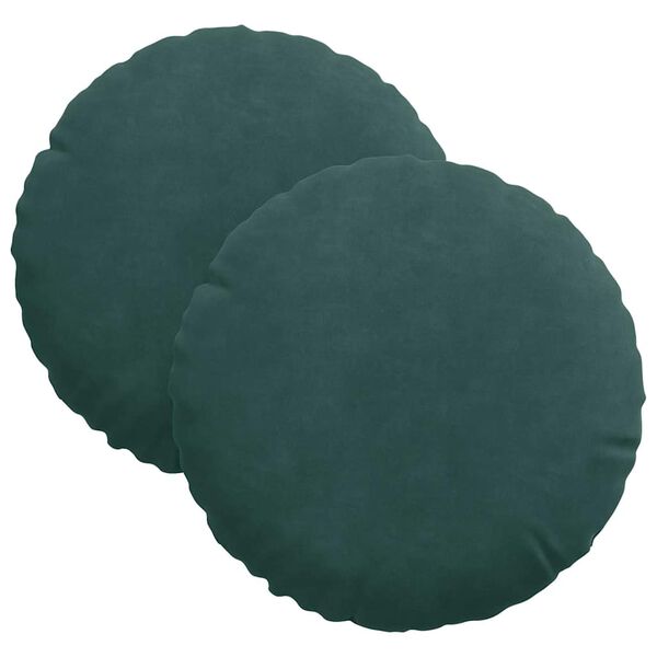 vidaXL Seat Cushions 2 pcs Dark Green Ø 30 x 13 cm Velvet