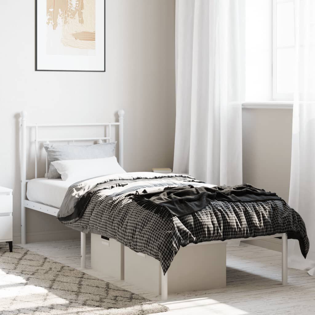 White metal bed online frame king single