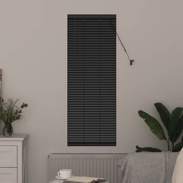 vidaXL Window Blind with Curtains Manual Black Aluminium
