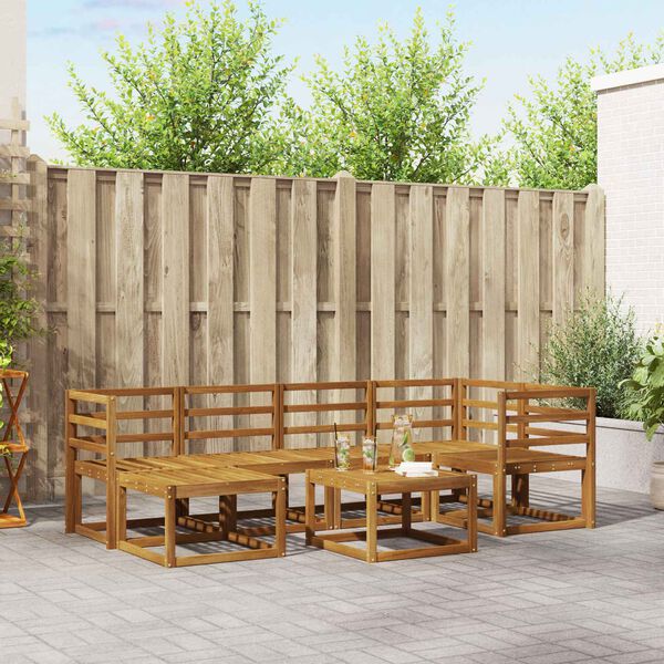 vidaXL Outdoor Sofa Set 7 pcs Natural Solid Acacia Wood