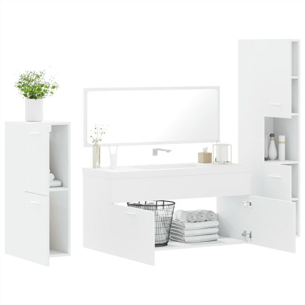 vidaXL 4 Piece Bathroom Furniture Set White Engineered Wood