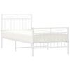 vidaXL Metal Bed Frame without Mattress with Footboard White 90x190cm