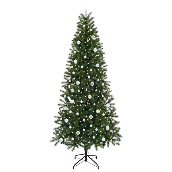 vidaXL Artificial Christmas Tree with 300 LEDs Green 240 cm PE and PVC
