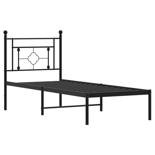vidaXL Metal Bed Frame without Mattress with Headboard Black 80x200cm