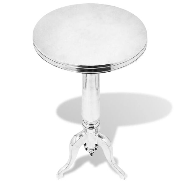 vidaXL Side Table Round Aluminium Silver