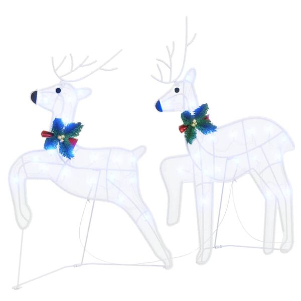 vidaXL LED Reindeers 5 pcs White Fabric