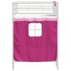 vidaXL Kids'Loft Bed Frame with Curtains White and Pink 90 x 190 cm