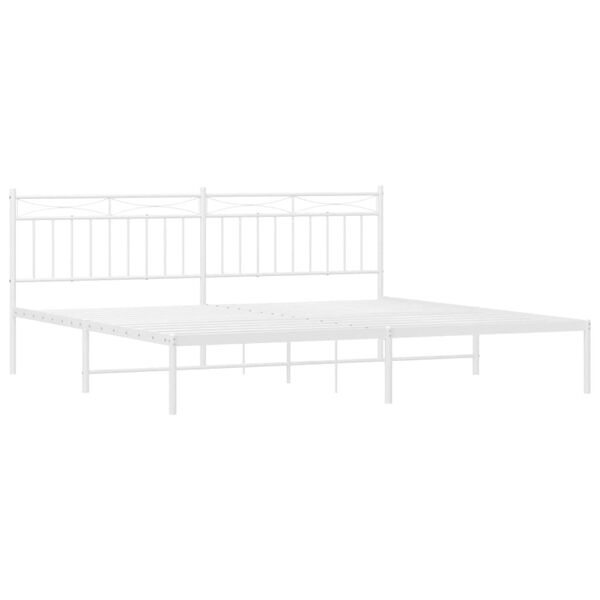 vidaXL Metal Bed Frame without Mattress with Headboard White 200x200cm