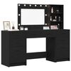 vidaXL Dressing Table with Drawer 3 pcs Black Oak Engineered Wood