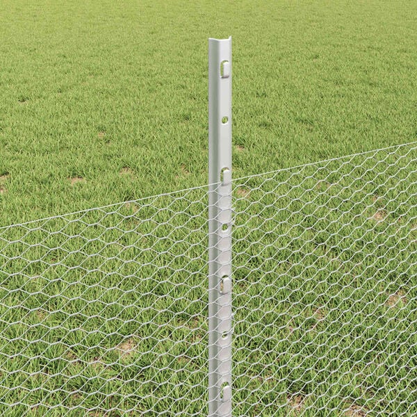 vidaXL Fence with Post Silver 0.5 x 10 m Steel