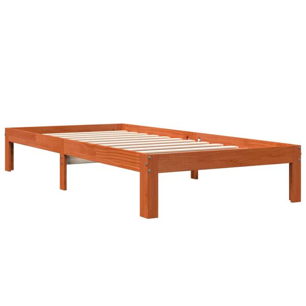 vidaXL Bed Frame without Mattress Wax Brown 90x190 cm Single Solid Wood Pine