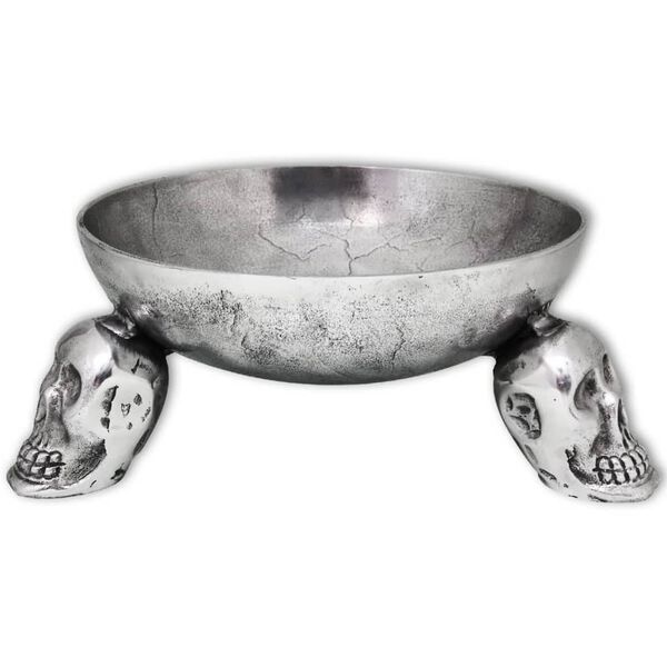 vidaXL Fruit Basket with Skull Feet Aluminium Silver