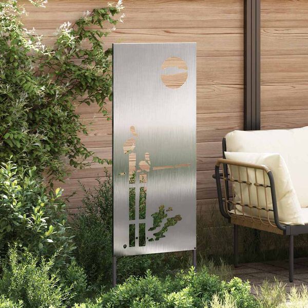 vidaXL Garden Privacy Screen Silver 50 x 140 cm Stainless steel