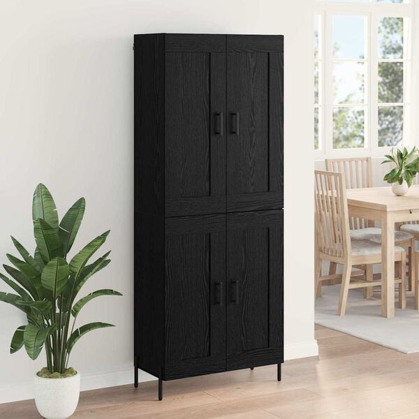 vidaXL Highboard 2 pcs Black Oak Engineered Wood