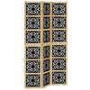 vidaXL Room Divider 3 Panels Brown and Black Solid Wood Paulownia