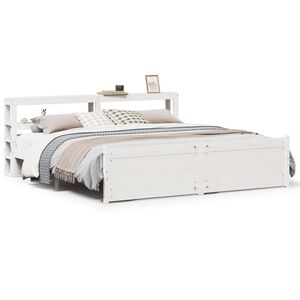 vidaXL Bed Frame with Headboard without Mattress White 180x200 cm Super King