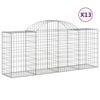 vidaXL Arched Gabion Baskets 13 pcs 200x50x80/100 cm Galvanised Iron