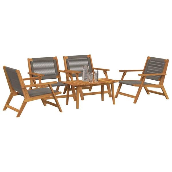 vidaXL Garden Chairs with Table 5 pcs Grey Solid Acacia wood