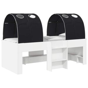 vidaXL Bed with Tunnel 3 pcs White and Black Engineered Wood