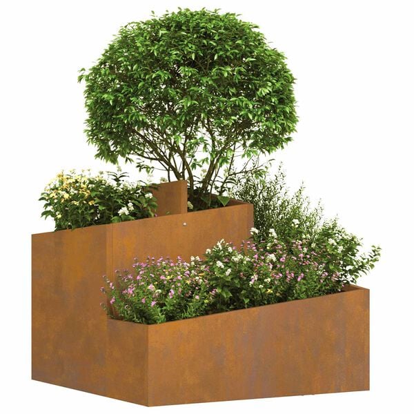 vidaXL Garden Planter Brown 60 x 60 x 50 cm Weathering Steel