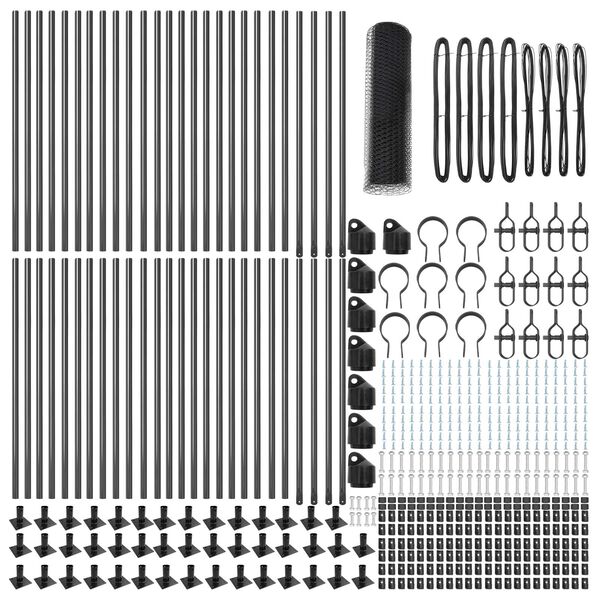 vidaXL Fence Post Grey 100 x 1 m (25 mm mesh) Steel and PVC