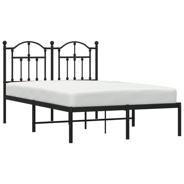 vidaXL Metal Bed Frame without Mattress with Headboard Black 120x190cm