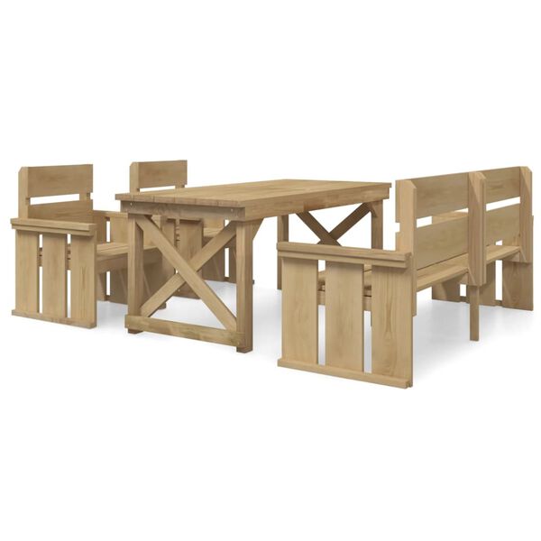 vidaXL 4 Piece Garden Dining Set Impregnated Solid Wood Pine