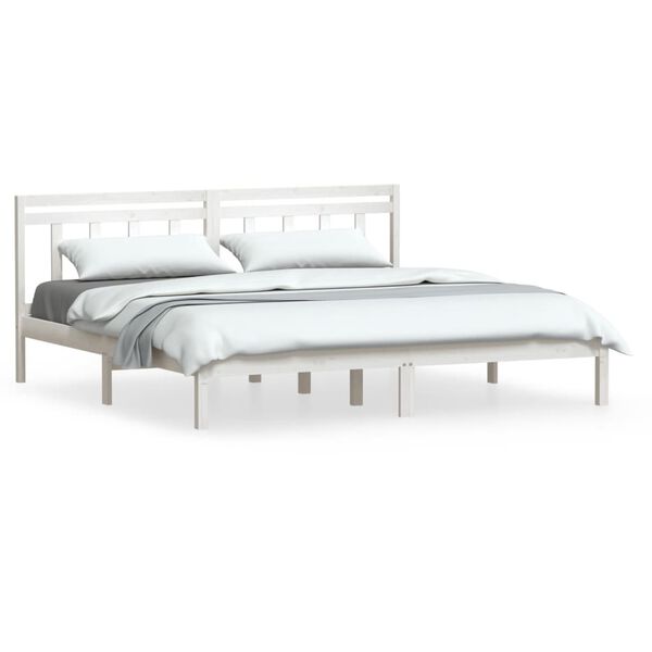 vidaXL Bed Frame without Mattress White Solid Wood 160x200 cm (810028+814105)