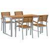 vidaXL Garden Dining Set 5 pcs Grey Solid Acacia Wood