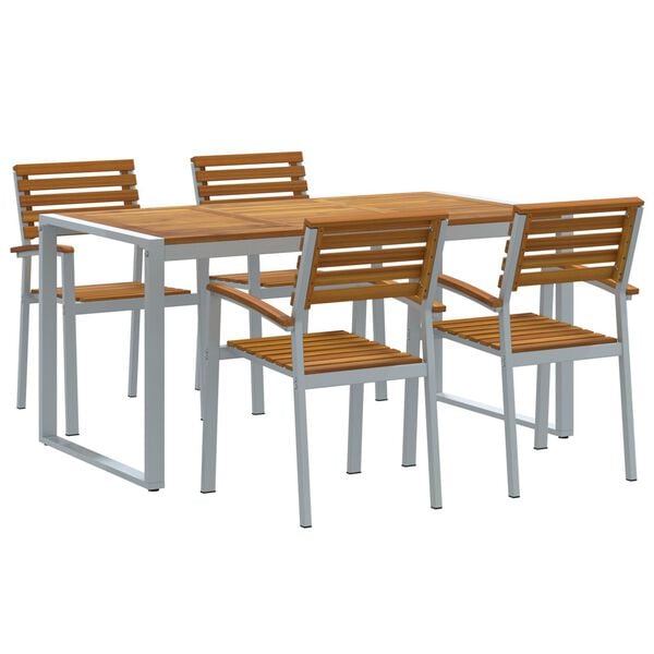vidaXL Garden Dining Set 5 pcs Grey Solid Acacia Wood
