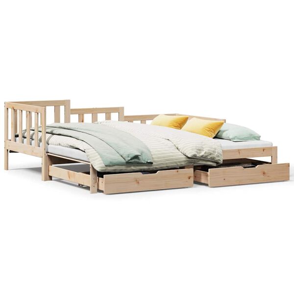vidaXL Daybed with Trundle and Drawers without Mattress 90x200 cm