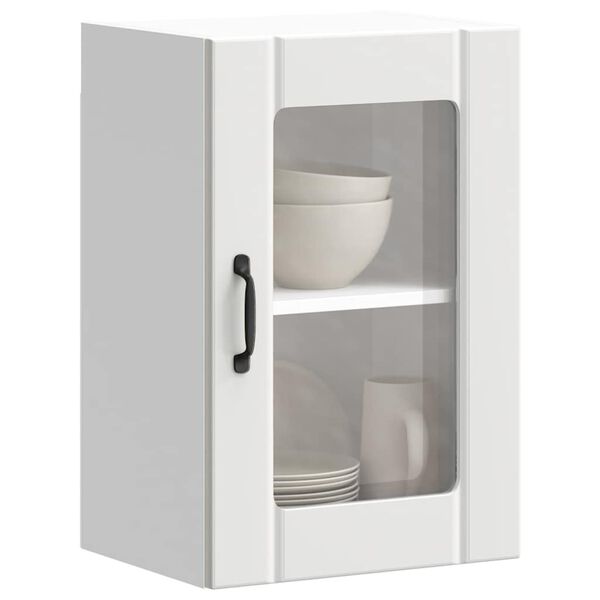 vidaXL Kitchen Wall Cabinet with Glass Door Lucca White