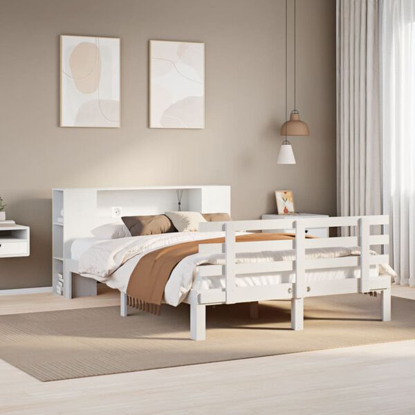 vidaXL Bookcase Bed without Mattress White 140x190cm Solid Wood Pine