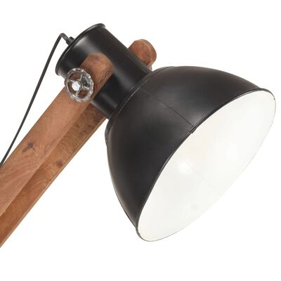vidaXL Floor Lamp Black Solid Mango Wood E27