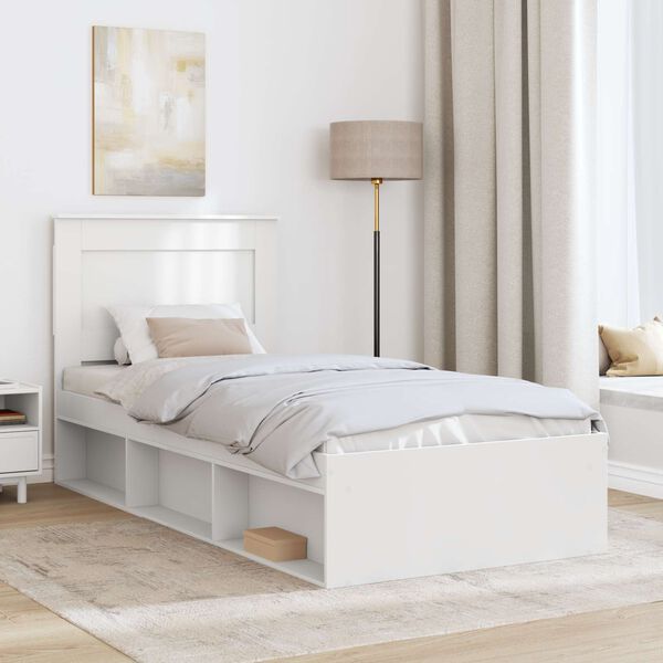vidaXL Bed Frame with Headboard White 100 x 200 cm Solid Pine Wood