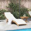 vidaXL Sun Lounger Cream white 188 x 55 x 59 cm Solid teak wood