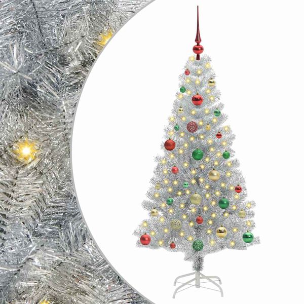 vidaXL Christmas Tree with 150 LEDs with Stand Silver 150 cm PET