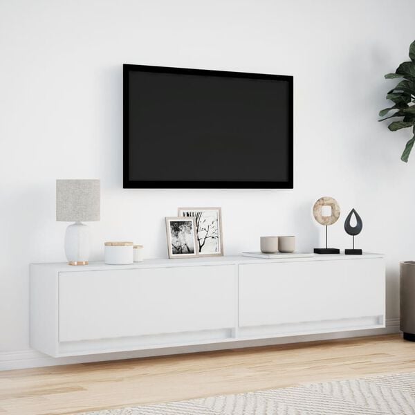 vidaXL TV Wall Cabinet with LED White 180x31x38 cm