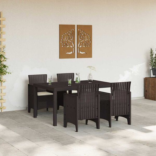 vidaXL Garden Dining Set 5 pcs Brown Polt rattan