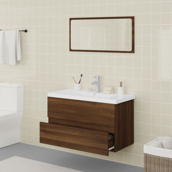 vidaXL Bathroom Furniture Set Brown Oak Engineered Wood
