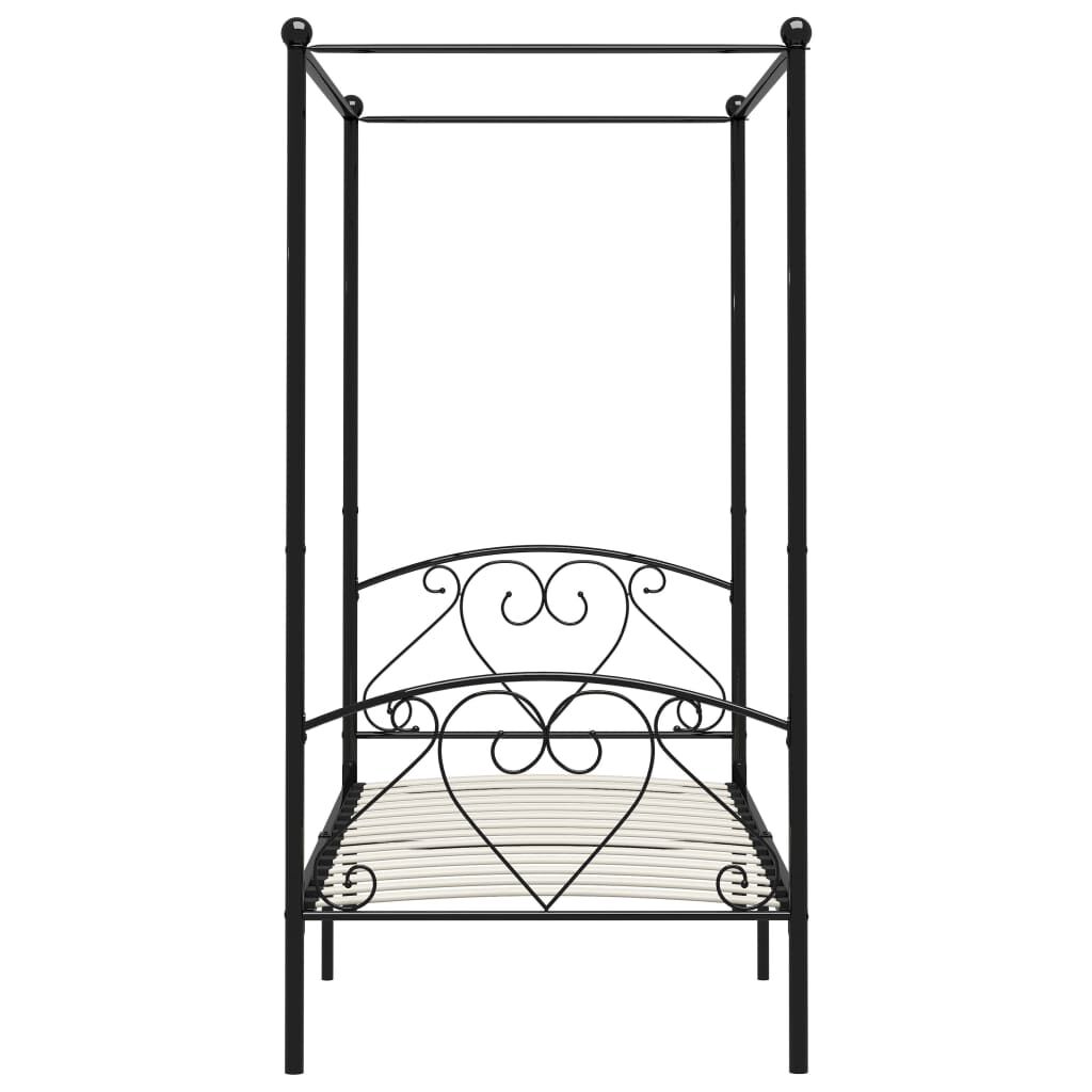 vidaXL Canopy Bed Frame Black Metal 120x200 cm vidaXL