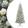 vidaXL Artificial Hinged Christmas Tree Green and White 180 cm