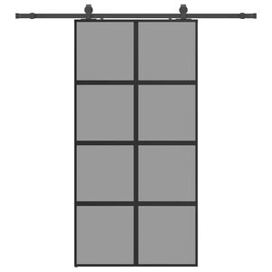 vidaXL Sliding Door with Hardware Set Black 102.5x205 cm Tempered Glass